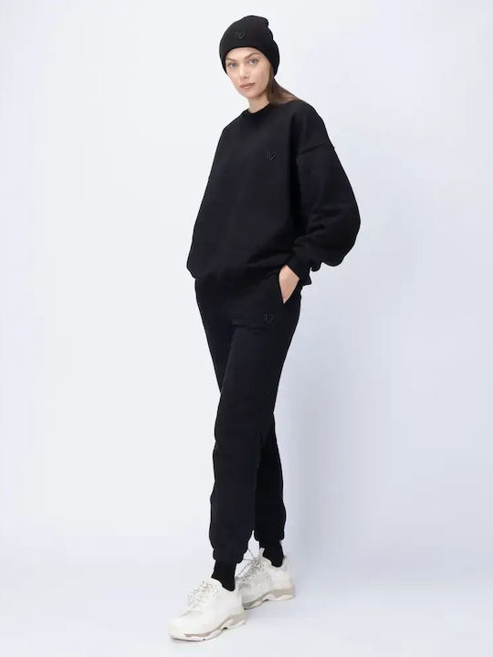 Pantaloni de Trening cu Elastic Fleece Negri