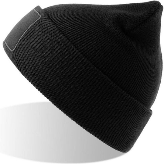 Căciulă Unisex cu Tricotaj Rib în Culoare Albastru Marin S-Wind cu Patch