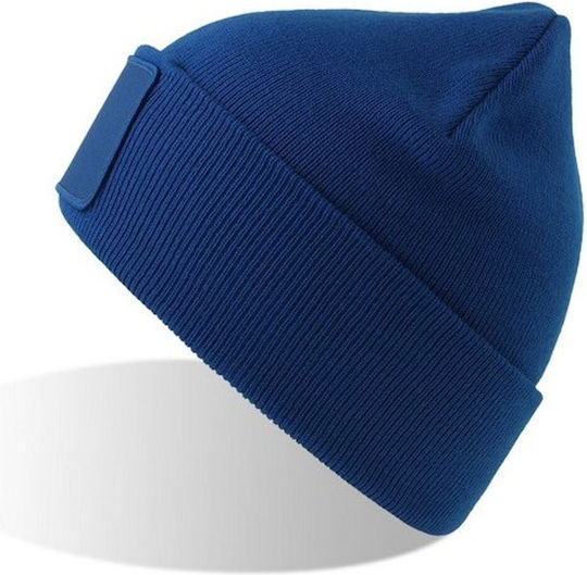 Căciulă Unisex cu Tricotaj Rib în Culoare Albastru Marin S-Wind cu Patch