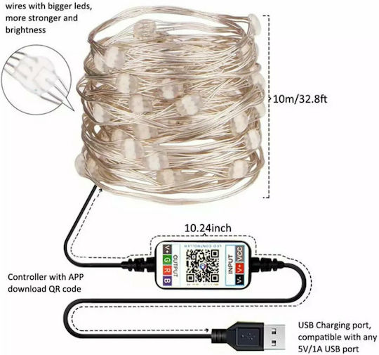 Smart LED-Lichterkette 10 m USB in Reihe Smart LED-Lichterkette 10 m USB in Reihe