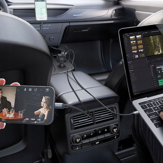 Mcdodo 130-W-Autoladegerät mit Anschlüssen: 1 × USB-A, 1 × Typ-C, inklusive Typ-C-Kabel, Schwarz