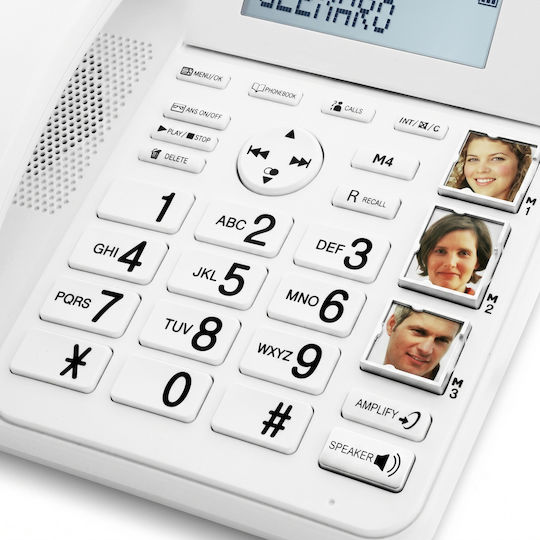 Geemarc Senior 295 Verstärktes Trio-Festnetztelefon mit Anrufbeantworter, 30 dB, Weiß