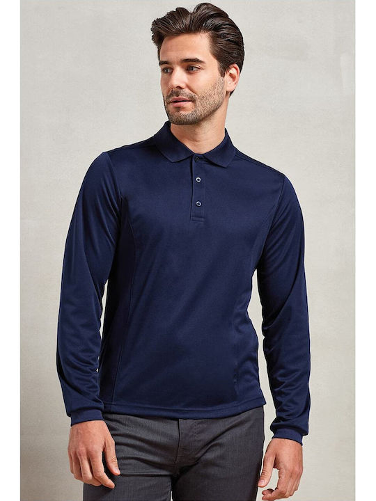 Premier Men's Promotional Long Sleeve Polo Shirt Navy