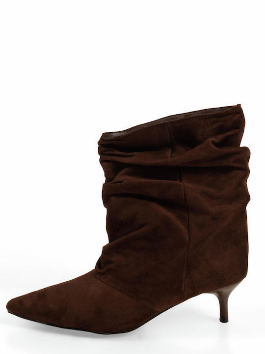 Braune Damen-Stiefeletten aus Wildleder