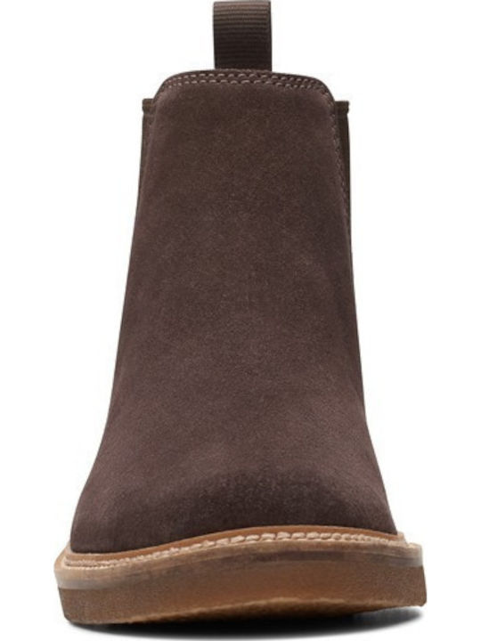 Clarkdale Suede Chelsea Μποτάκια Dark Brown