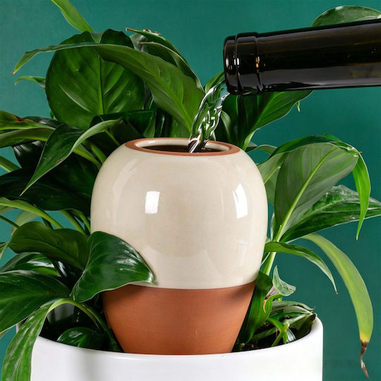 Set de 2 Țepi de Irigare pentru Plante din Lut Relaxdays 350 ml cu Eliberare Lentă a Apei Bej-Maro