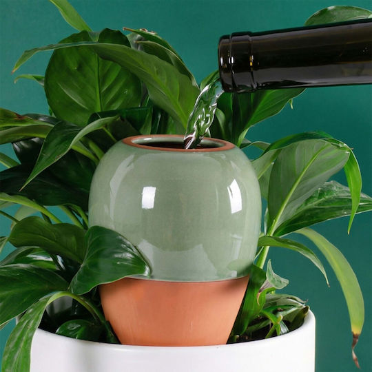 Set 2 Relaxdays Plant Watering Spikes Clay 350 Ml Slow-release Watering System Green Brown
