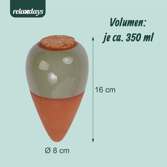 Set 2 Relaxdays Plant Watering Spikes Clay 350 Ml Slow-release Watering System Green Brown