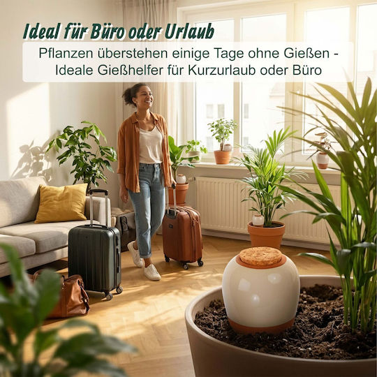 Set 4 Relaxdays Plant Watering Spikes Clay 350 Ml Slow-release Irrigation System Beige Brown