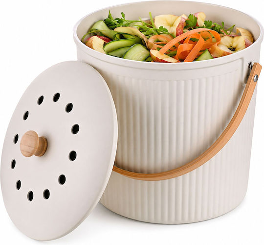 Relaxdays Coș de Gunoi din Plastic 5,6 l Alb