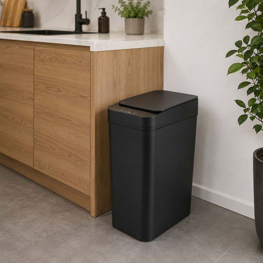 Relaxdays Coș de Gunoi din Plastic cu Senzor 9 l Negru 2 Bucăți