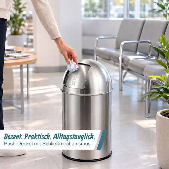 Relaxdays Coș de Gunoi din Oțel Inoxidabil cu Deschidere Push 70 L Gri