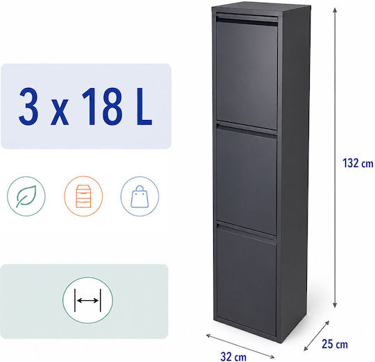Relaxdays Coș de Reciclare Metalic 18 l Gri