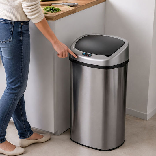 Relaxdays Coș de Gunoi din Oțel Inoxidabil cu Senzor 50 l Gri