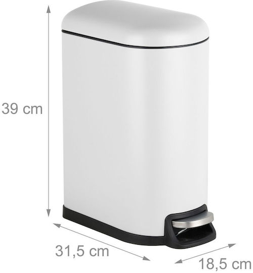 Relaxdays Coș de Gunoi din Oțel Inoxidabil cu Pedală 10 l Alb