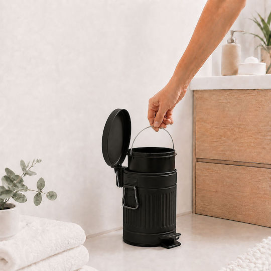 Relaxdays Coș de Gunoi Metalic cu Pedală 3 l Negru