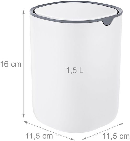 Relaxdays Coș de Gunoi din Plastic 1,5 l Alb
