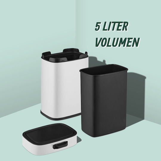 Relaxdays Coș de Gunoi pentru Dulap din Plastic 5 l Negru