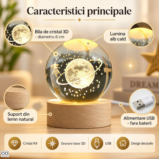 Corp de Iluminat Decorativ LED Alb Cald Glob de Cristal 3x3 cm
