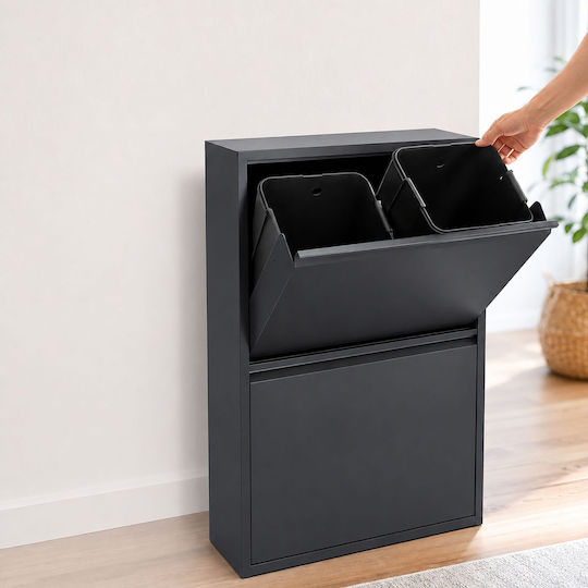 Relaxdays Coș de Gunoi Metalic 18 l Negru