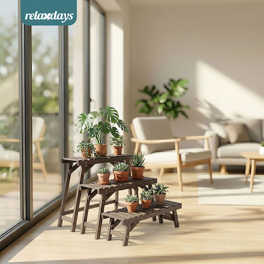 Relaxdays Βάση Γλάστρας Ξύλινη Καφέ