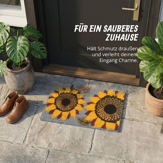 Relaxdays Covoraș de Intrare din Fibră de Cocos cu Suport Antiderapant Portocaliu 60x40 cm Grosime 15 mm