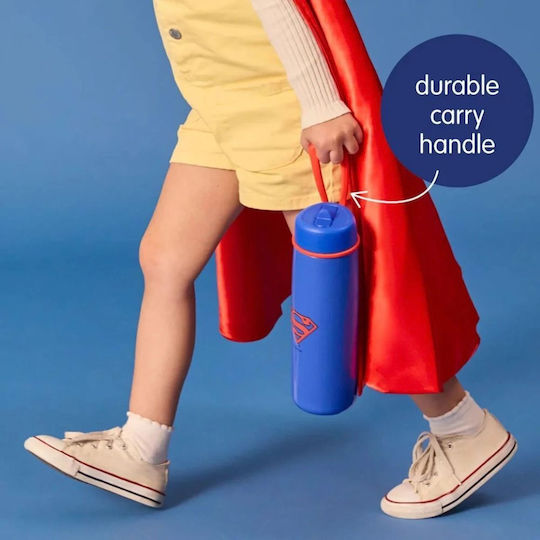 B.Box Superman Stainless Steel Kids Water Bottle Thermos with Pop-Up Spout Multicolour 690ml