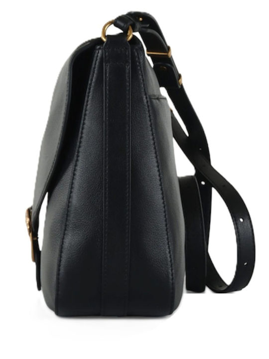 Love Δερμάτινη Γυναικεία Satchel Τσάντα Μαύρη