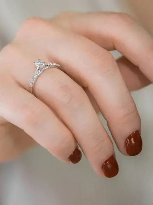 Solitärring aus 18-karätigem Weißgold mit Diamant Solitärring aus 18-karätigem Weißgold mit Diamant