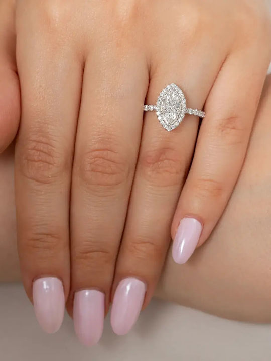 Solitärring in Rosettenfassung aus 14-karätigem Weißgold mit Diamant Solitärring in Rosettenfassung aus 14-karätigem Weißgold mit Diamant