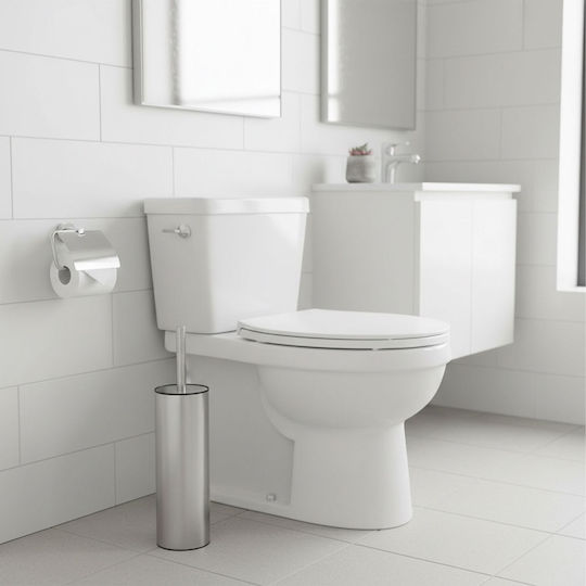 Relaxdays Perie de Toaletă Metalică Argintie pentru Baie