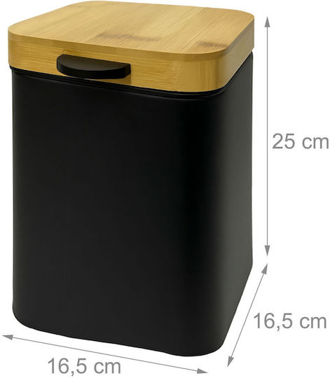 Relaxdays Coș de Baie din Bambus 3 L Negru