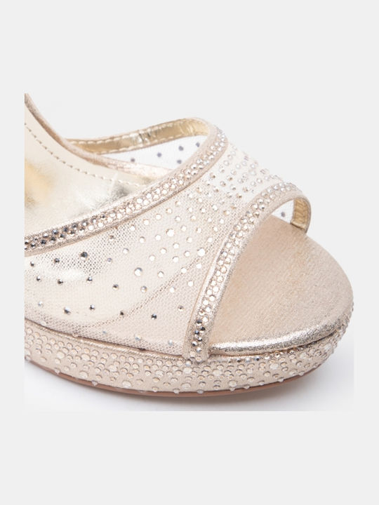 Sandalen mit Strass in Gold