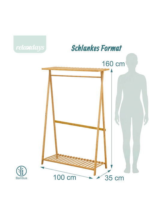 Relaxdays Κρεμάστρα Δαπέδου από Bamboo Μπεζ 160x100cm