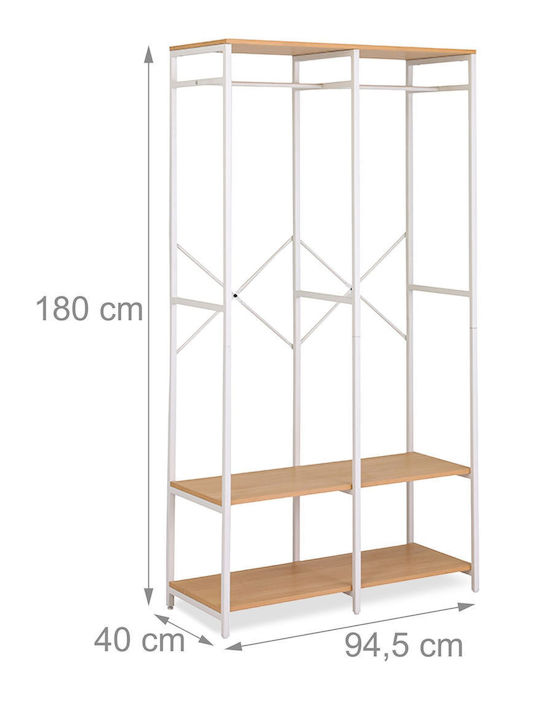 Relaxdays Κρεμάστρα Δαπέδου από Μέταλλο Λευκή 150x45x170cm