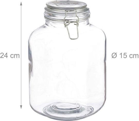Relaxdays Set de 2 Borcane de Uz General cu Capac, din Sticlă Transparentă, 3000 ml, 2 Bucăți,