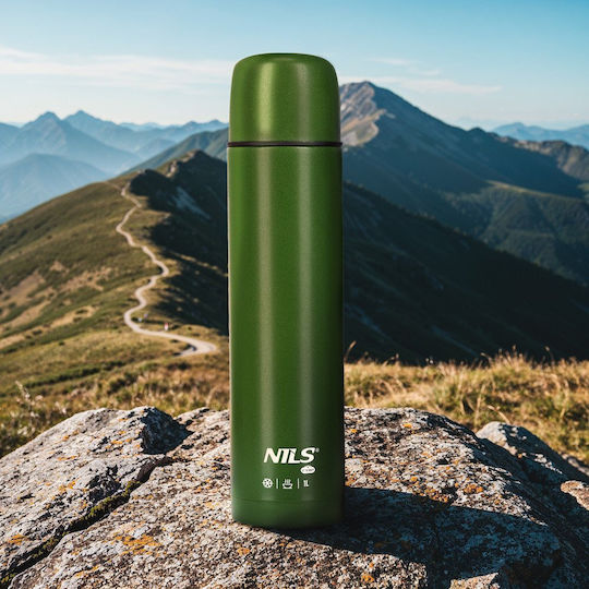 Nils Stainless Steel BPA Free Thermos Cup 1lt Green