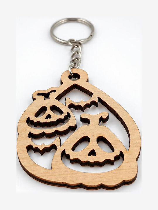 Дървен Halloween Ключодържател във Форма на Капка с Тикви и Прилепи Suga Style
