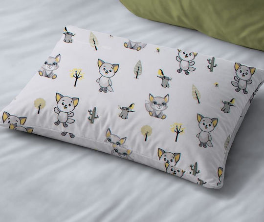 Dimcol Kids Single Duvet Set with Pillowcase Foxes 595 White-Grey 160x240cm