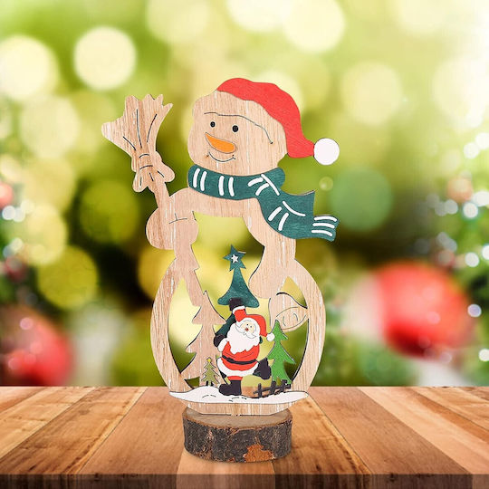 Figurină de Crăciun din Lemn Om de Zăpadă cu Înălțimea de 20 cm