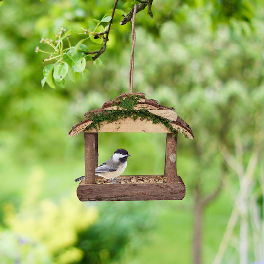 Hrănitoare pentru Păsări Relaxdays din Lemn, Culoarea Mușchi, 19 X 22 X 16.5 Cm, Maro, Decorațiune de Grădină Suspendată