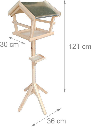 Hrănitoare Pentru Păsări Relaxdays 10052238_126 Din Lemn De Brad Cu Acoperiș Din Metal Rezistent La Intemperii Lemn Natural 121 X 36 X 30 Cm