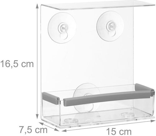 Adăpătoare Pentru Păsări Relaxdays Transparentă cu Ventuze 3 X 12 X 15 Cm