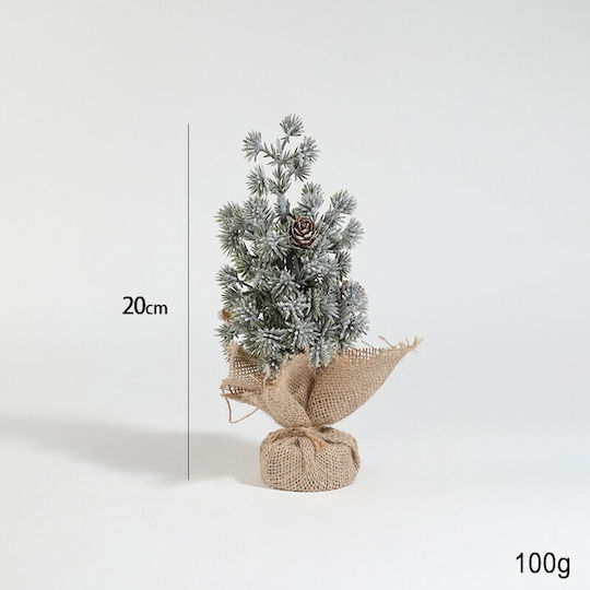 Brad Decorativ de Crăciun din Plastic, Decorat, Verde, 20 cm