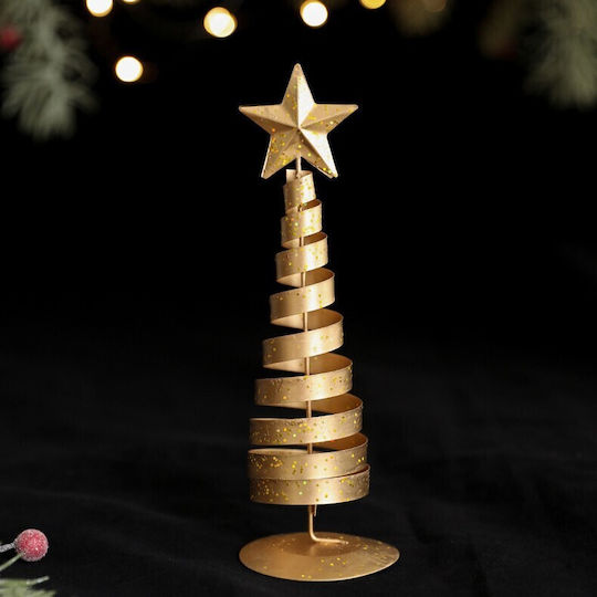 Brăduț Decorativ de Crăciun din Metal 20 cm Auriu