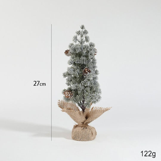 Brăduț Decorativ de Crăciun din Plastic 27 cm Decorat Verde