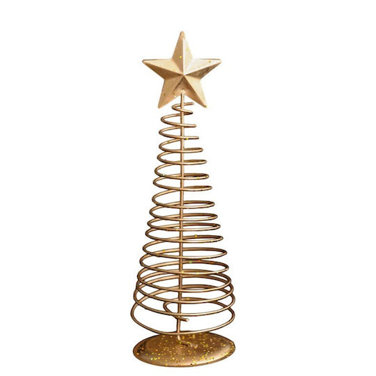 Brăduț Decorativ de Crăciun din Metal 19,5 cm Auriu