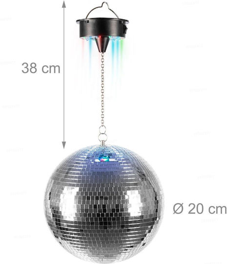 Relaxdays Glob Disco cu Motor și Lumini 20 cm Negru Argintiu