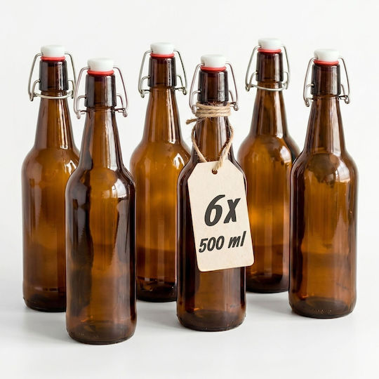 Set 6 Reusable Swing-top Bottles Lids Multicolor Relaxdays