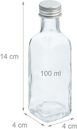 Set De Sticle Mici Relaxdays 100 Ml Silver Transparent Airtight Lids